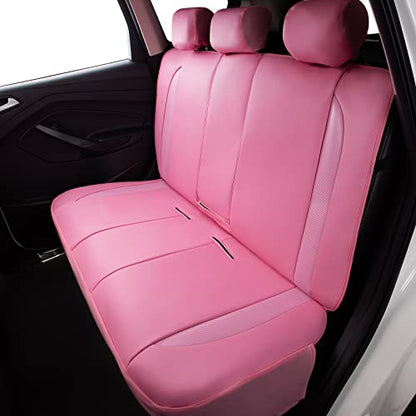 Flying Banner car seat Covers Protects Water Proof Faux Leather Carbon Fiber Fronts Rear Bench Covers (Pink Pink, Full Set - 8PCS) - color: Pink Pink, size: Full Set -- 8pcs