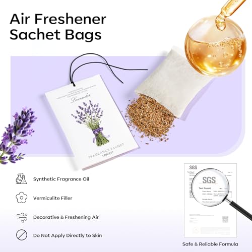 MYARO 12 Pack Lavender Scented Sachets | Odor Eliminator & Air Freshener for Drawer, Closet, Car, Shoes, Gym Bag, Suitcase | Home Fragrance Gift Set - color: Lavender