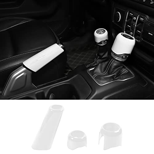 RT-TCZ Gear Shift Knob Cover Trim Handbrake Cover Drive Mode Shift Knob Cover Decorative Interior Accessories for Jeep Wrangler JL JLU & Gladiator JT 2018-2022,White - color: White