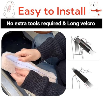 2 PCS Seat Belt Cover Pad, Cute Kawaii Animal Bunny Seatbelt Covers for Kids and Adults, Winter Plush Fluffy Soft Seat Belt Cover, Cartoon Seatbelt Cushion,Car Seat Strap Pads (C-Bunny) - color: C-Bunny