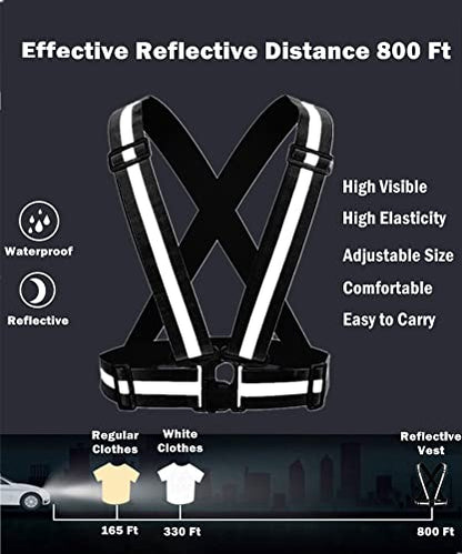 Reflective Vest, High Visibility Safety Vest Straps Reflective Gear for Night Running Walking Cycling for Men Women Kids - color: 2 Black