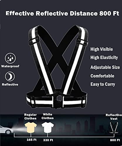 Reflective Vest, High Visibility Safety Vest Straps Reflective Gear for Night Running Walking Cycling for Men Women Kids - color: Black+green
