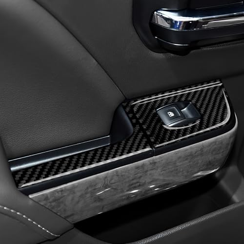 Car Carbon Fiber Decal Rear Window Lift Switch A Sticker Cover Interior Trim for Chevrolet Silverado/GMC Sierra 1500 2500HD 3500HD 2014-2018 Accessories - color: Rear Window Lift Switch a