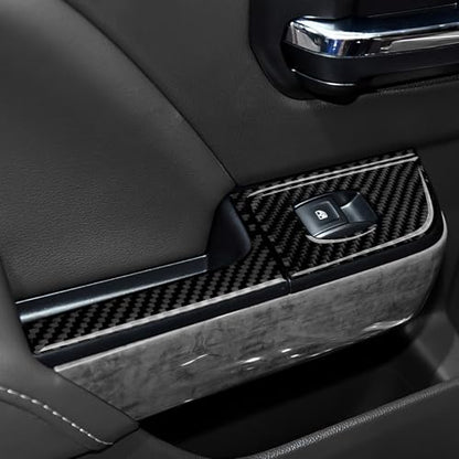 Car Carbon Fiber Decal Rear Window Lift Switch A Sticker Cover Interior Trim for Chevrolet Silverado/GMC Sierra 1500 2500HD 3500HD 2014-2018 Accessories - color: Rear Window Lift Switch a