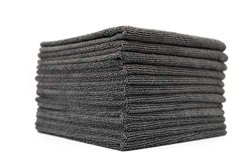 The Rag Company - All-Purpose Microfiber Terry Cleaning Towels - Commercial Grade, Highly Absorbent, Lint-Free, Streak-Free, Kitchens, Bathrooms, Offices, 300gsm, 16in x 16in, Grey (12-Pack) - color: Grey, size: 16in x 16in