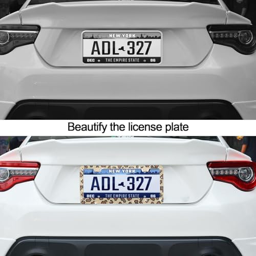 2 Packs Bling License Plate Frames, Bedazzled Sparkly Cute Water Diamond Stainless Steel，Car Accessories with Diamond Sparkle Glitter Caps（Leopard Print） - color: Leopard Print, size: 2