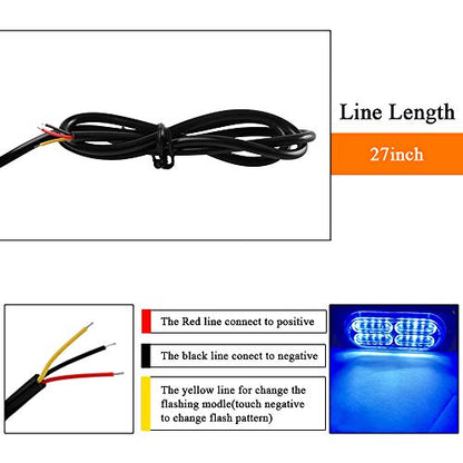 12-24V 20-LED Super Bright Emergency Strobe Warning Caution Hazard Construction Waterproof Flashing Strobe LED Light Bar Surface Mount for Car Truck SUV Van (Blue) - color: Blue