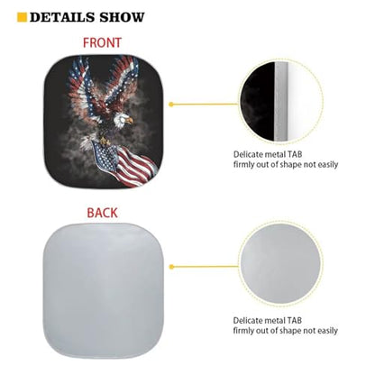 American Flag Eagle Windshield Sunshade for Cars Sedans Van SUV Sun Proof Car Front Windows Sunshade UV Rays Protection Easy to Install - color: American Flag Eagle