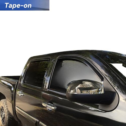 in-Channel Window Deflectors Rain Guards 2007-2013 Chevy Silverado & GMC Sierra 1500/2500HD/3500HD Crew Cab, 4 Piece Set, Smoke Tint, OEM Style, No Exterior Tape Needed (Front & Rear) - size: For Silverado/Sierra Crew Cab 07-13 In Channel