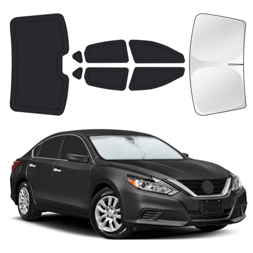 for Nissan Altima 2013-2018 Car Window Shades, 8pcs Privacy Sun Shade Set for Front Windshield Side and Rear Windows, Full Window Covers Keeps Vehicle Cool for Camping Napping - size: fit for Nissan Altima 2013-2018