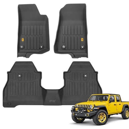 Cat® JustFit™ 3D Floor Mats for Jeep Gladiator (JL) 2020-2026, All Weather Custom Fit Jeep Gladiator Floor Liners with Extended Coverage Design, Car Floor Mats (Full Set Front & Rear) - style: Jeep Gladiator JT (2020-2026 Full Set Front & Rear)