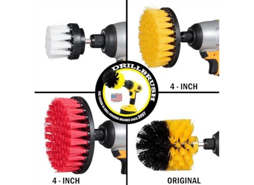 Drillbrush Drill Brush Attachment Set – Power Scrubber Brush for Tub, Tile, Shower, and Grout – All-Purpose Household Cleaning Brushes for Drill, Auto Detailing Brushes - Electric Grout Cleaner Kit - color: Multicolor