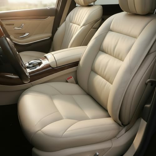 CORRIDOR Genuine Leather Seat Cushion for Car - Handmade - Relieve Hip, Pressure and Sciatica Pain - Ideal for Lower Back Pain - for Office Chair and Car Seat (Off White, Backrest) - color: Off White, size: Backrest