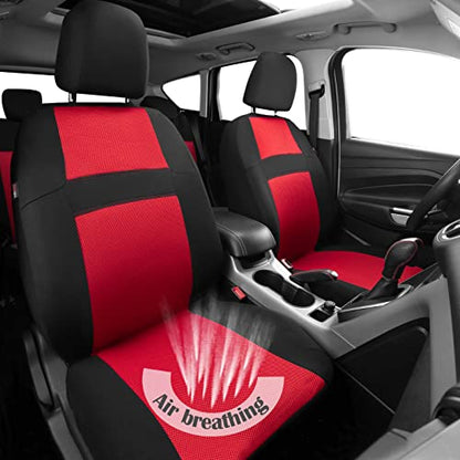 CAR PASS Rainbow Universal Fit 3D Air Mesh Car Seat Cover with 5mm Composite Sponge Inside,Airbag Compatible (Black Red) - color: Black and Red, size: Full Sets