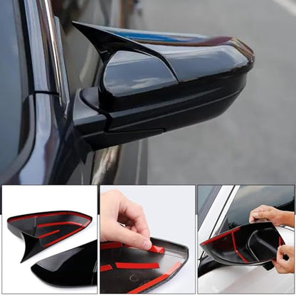 Moonlinks Compatible with 2016-2021 Honda Civic Side Ox Horn Mirror Cover Overlay, Glossy Black LH & RH Side Door Rearview Mirror Cap Trim for 10th Gen Civic,2019-2022 Insight,(1 Pair) - size: 10th OX Horns -Pair Black