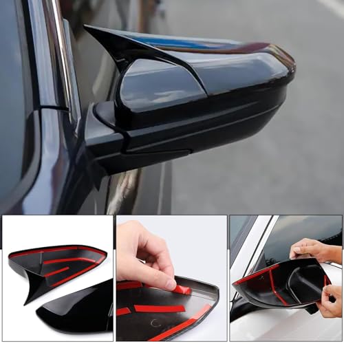 Moonlinks Compatible with 2016-2021 Honda Civic Side Ox Horn Mirror Cover Overlay, Glossy Black LH & RH Side Door Rearview Mirror Cap Trim for 10th Gen Civic,2019-2022 Insight,(1 Pair) - size: 10th OX Horns -Pair Black