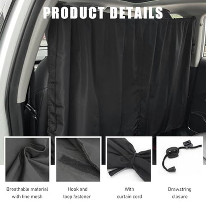 Ohleats Car Divider Curtain, Automotive Privacy Blackout Divider Curtain for Sleeping & Camping, Removable Vehicle Sunshade Screen Blocks Heat, UV Rays, Universal Car Accessories - size: 1 PCS