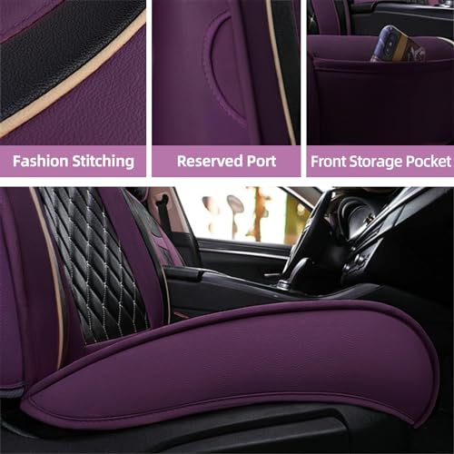 Car Seat Covers Front Seats, Super Luxurious Heavy Universal Duty Waterproof Leather Automotive Vehicle Cover for Cars SUV Pick-up Truck, Non-Slip Seat Pink Car Accessories (2 PCS Front/Purple) - color: 2 PCS Front/Purple