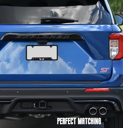 2 Pcs Black License Plate Frames License Plate Covers Eye Pattern Metal Aluminum Material Screw caps Cover Set - color: EYE