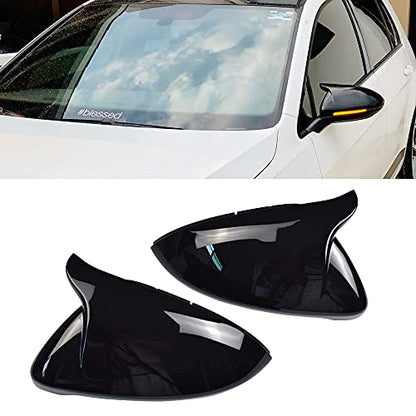 1 Pair Rearview Mirror Cover Left Right Side Mirror Covers Caps for VW Golf MK7 7.5 GTI 7 Golf 7 R - color: Black-2