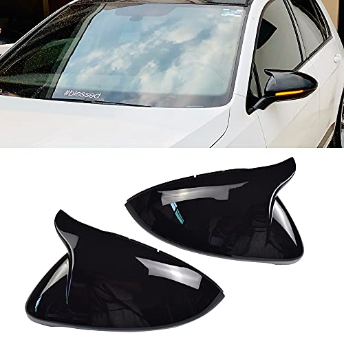 1 Pair Rearview Mirror Cover Left Right Side Mirror Covers Caps for VW Golf MK7 7.5 GTI 7 Golf 7 R - color: Black-2