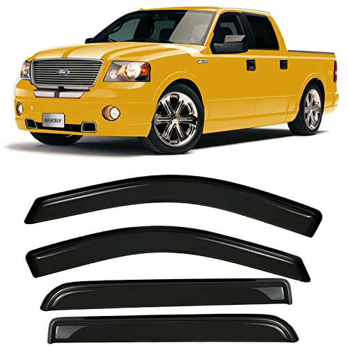 Side Window Visors rain Guards Vent Deflectors for 2004-2008 Ford F150 Crew Cab, 2006-2008 Lincoln Mark LT Rain Guard Sun Shade Visors Out Channel,4-Piece Set 94443 - size: Compatible with Ford F150 Crew Cab 2004-2008