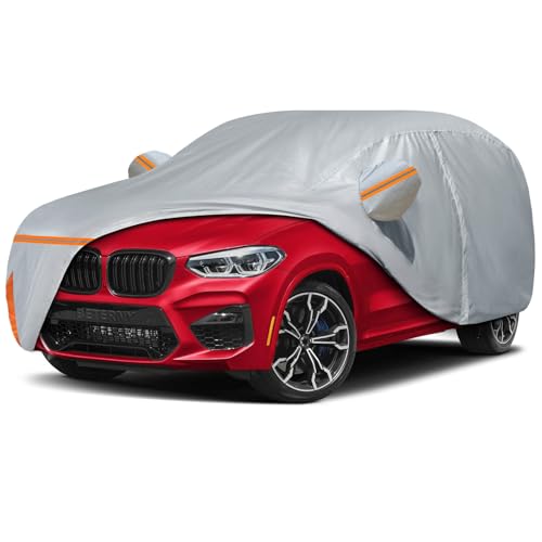 Car Cover for 2011-2026 BMW X3/X3 M, Waterproof Custom-fit All Weather Sun Rain UV Dust Snow Protection Outdoor Full X3 Car Cover with Door Zipper and Cotton Lining-Gray - size: X3 Cover
