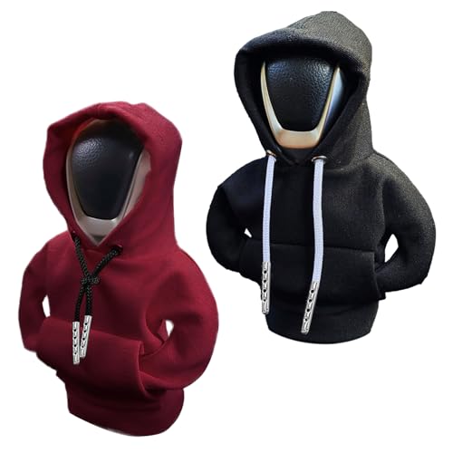 vvag Gear Shift Hoodie,Universal Shift Knob Hoodie, 4.7 Inch Car Shifter Stick Protector Decoration, Funny Hoodie Car Gear Shift Cover (Red + Black) - color: Red/Black