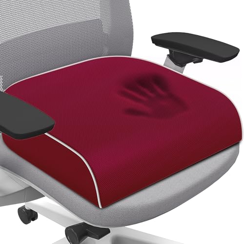 SweetSlubr Seat Cushion for Tailbone Pain Relief, Office Chair Cushion, Memory Foam Large Chair Cushion with Non-Slip Cover for Soft Support at Office Chair, Car Seat, Airplane Red/Large - color: Red, size: Large