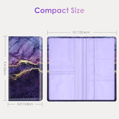Car Registration and Insurance Holder，Colour Patterns Men Women Car License Document Registration and Insurance Card Holder - color: Purple Marble