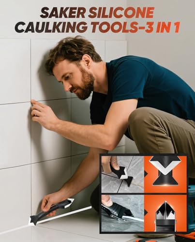 Saker Silicone Caulking Tool 3-in-1 Grout Removal Tool and Sealant Finishing Scraper with Stainless Steelhead, Caulk Remover and Seam Repair Kit for Bathroom, Kitchen, Floor, Window and Sink Joints - style: Classic Black