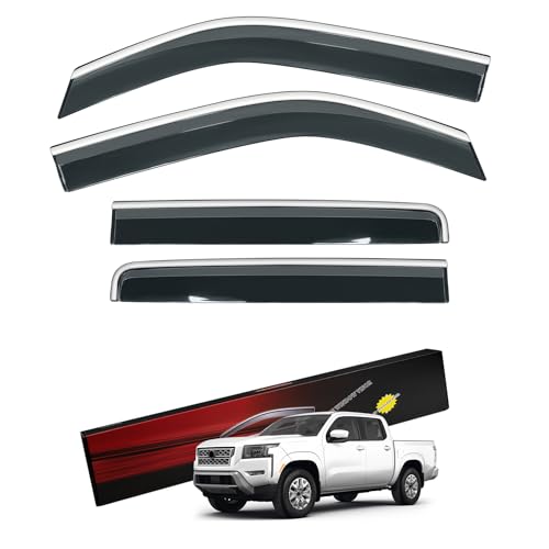 Sze Rain Guards Compatible with Nissan Frontier 2022-2026 Crew Cab Side Window Deflectors Window Visors Out-Channel Guard Deflector Vent Visor-4pcs - style: Nissan Frontier 2022-2025