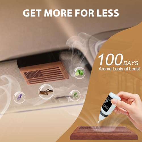 AirPurelle Car Air Freshener with Metal Clip Wood Air Freshener, 100 Days Long Lasting Spicy Sandalwood Scent, Includes 2x 10ML Refills, 0.68 FL OZ, Made in USA, Car Auto Accessories - size: 0.68 Ounce (Pack of 1)