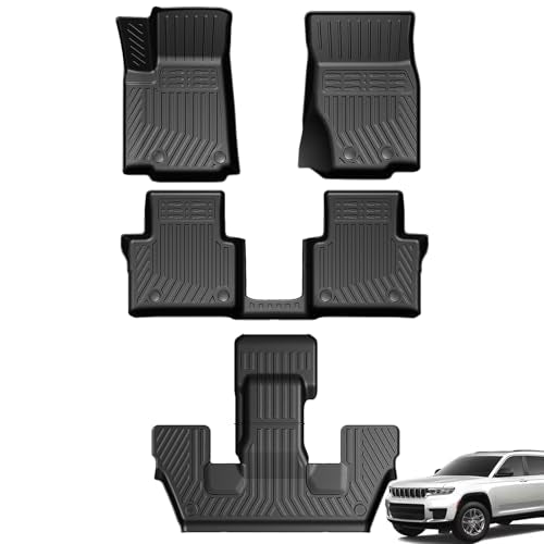 Floor Mats for 2021-2026 Jeep Grand Cherokee L (6-Seater w/o 2nd Row Center Armrest Only), TPE All Weather Durable Floor Liners for Jeep Grand Cherokee L Accessories - size: 2021–2026 | For Jeep Grand Cherokee L