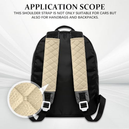 2PCS Car Seat Belt Pads Cover, Fluffy Car Seatbelt Covers, Soft Car Seat Belt Strap Cushion Protect Your Neck and Shoulder, Driving Seat Belt Shoulder Strap Cover for Most Autos (Beige) - color: Beige