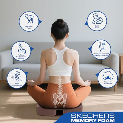 Skechers Seat Cushion, Ergonomic Memory Foam Cushion for Long Sitting Hours on Office & Home Chair, Car Seat Cushion for Sciatica, Coccyx Cushion,Brown - color: Brown
