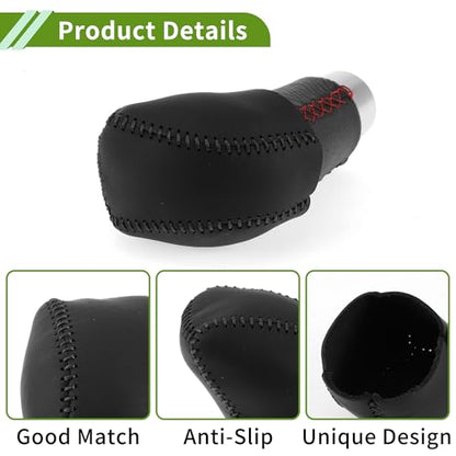 Anti-Slip Gear Shift Knob Cover Car Stick Shifting Handle Protector for Lexus RX350 2023-2024 Black Faux Leather