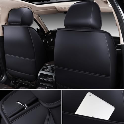 OASIS AUTO Car Seat Covers Full Set Premium Waterproof Full Coverage Faux Leather Luxury Universal Fit for SUV, Sedan, Pick-up Truck, Premium Interior Protectors (OD-008 Black) - color: Black