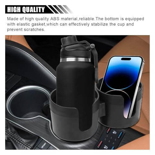 Car Double Cup Holder Extender, 2-in-1 Car Cup Holder Adapter with Adjustable Base, Universal Multifunctional Cup Holder Organizer for Beverage, Snack, Cup, Bottle Storage (Black) - color: Black