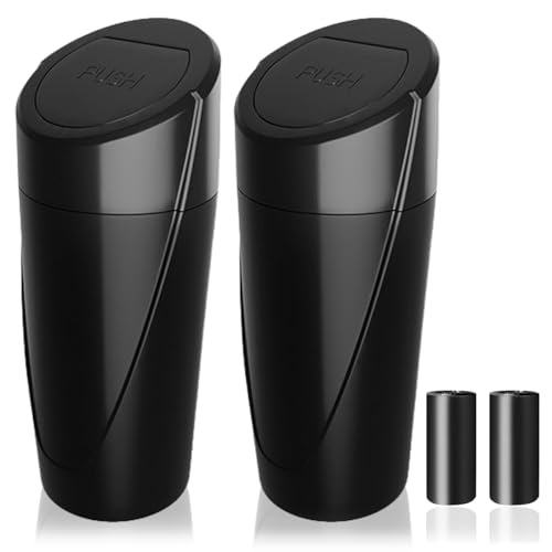 Car Trash Can Bin with Lid - 2 Packs Garbage Can Cup Holder - Black Mini Leakproof Vehicle Trash Bin with 40pcs Trash Bags - Car Organizers and Storage for Front Back Seat Accessories - color: Black,Black