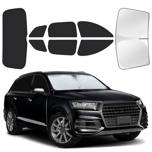 for Audi Q7 2016-2019 Car Window Shades, 8pcs Privacy Sun Shade Set for Front Windshield Side and Rear Windows, Full Window Covers Keeps Vehicle Cool for Camping Napping - size: For Audi Q7 2016-2019