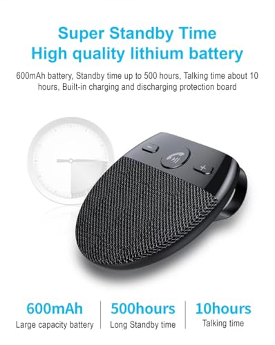 Hands Free Car Speakerphone Kit Bluetooth 5.0 Wireless Vehicle BT Handsfree Hands-Free Microphone Sun Visor Music Player with Mic