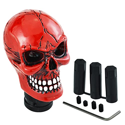 Skull Gear Speed Shift Stick Head Fit Most Cars - color: Red