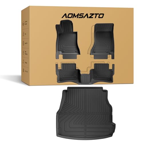 Floor Mats & Trunk Mat for Mercedes-Benz C Class Sedan Only 2022-2024 2025 2026 - AOMSAZTO All Weather Custom Fit Floor Liners Cargo Liner C300 C43 AMG C63 AMG S C63 AMG S E Accessories, Black - style: 1) for Mercedes Benz C-Class | 2022-2026 | Floor+Carg