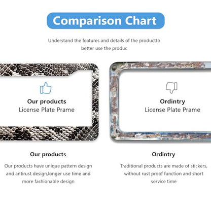 Snake License Plate Frame Abstract Animal Snake Car Front License Plate Personalise Stainless Steel Funny Design Compatible with Standard License Plate Holder for USA and Canada 12.2" X 6.2" - color: Snake_30