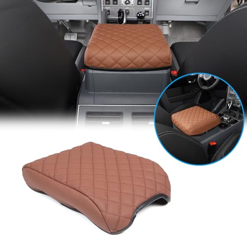 Armrest Box Cover Center Console Pad Compatible with Ineos Grenadier 2020-2024, Comfortable, Breathable, Waterproof Leather Center Console Armrest Cushion (Brown) - color: Brown