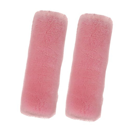 U&M 2 Pack Genuine Sheepskin Auto Seat Belt Cover for Adult Youth Kid Toddlers -Soft Warm Car, Truck, SUV, Camera Backpack Strap Shoulder Pad Wool Fluffy - color: pink