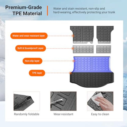 powoq Cargo Mat Compatible with 2013 2014 2015 2016 2017 2018 Toyota RAV4 Cargo Liner Backrest Mat TPE All Weather Replacement for Toyota RAV4 Accessories (Trunk Mat+Backrest Mats) - size: Compatible With Toyota Rav4 | 2013-2018