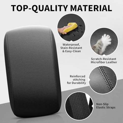 Center Console Armrest Cover Compatible with Ford Explorer 2011-2019 Accessories, Premium Leather Arm Rest Cover Pad, Car Middle Console Cover (Black) - size: 2011-2019 Ford Explorer
