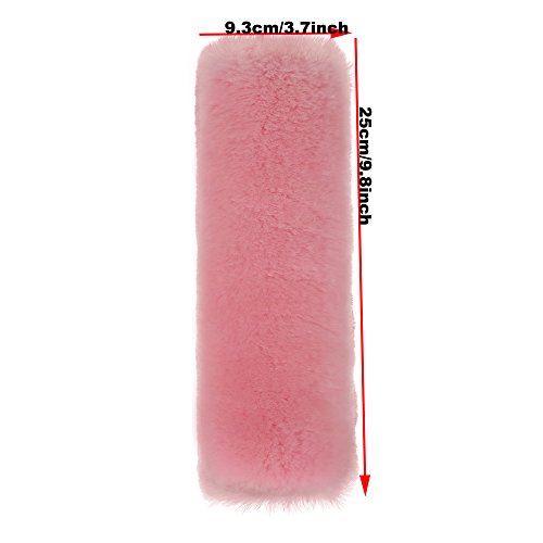 U&M 2 Pack Genuine Sheepskin Auto Seat Belt Cover for Adult Youth Kid Toddlers -Soft Warm Car, Truck, SUV, Camera Backpack Strap Shoulder Pad Wool Fluffy - color: pink